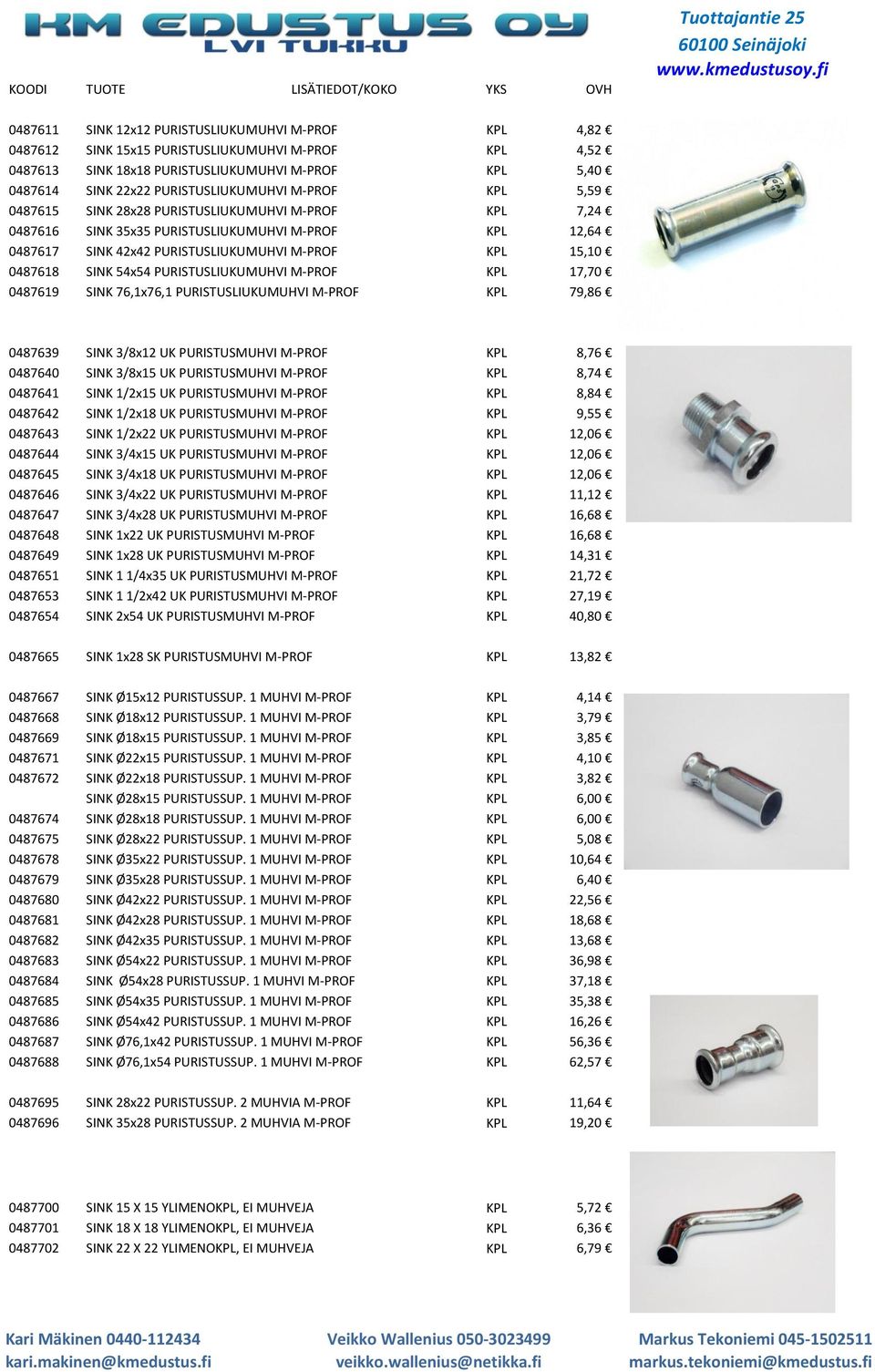 PURISTUSLIUKUMUHVI M-PROF KPL 17,70 0487619 SINK 76,1x76,1 PURISTUSLIUKUMUHVI M-PROF KPL 79,86 0487639 SINK 3/8x12 UK PURISTUSMUHVI M-PROF KPL 8,76 0487640 SINK 3/8x15 UK PURISTUSMUHVI M-PROF KPL