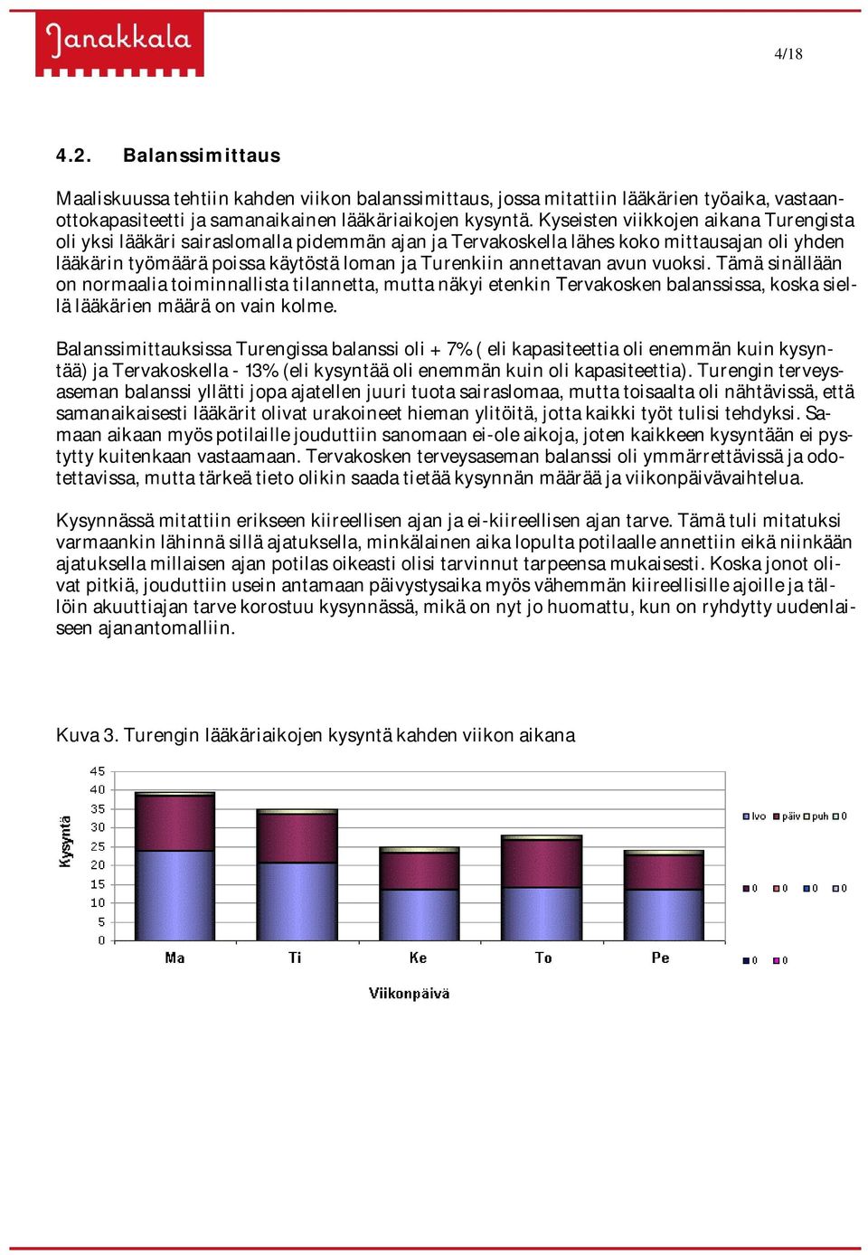 avun vuoksi. Tämä sinällään on normaalia toiminnallista tilannetta, mutta näkyi etenkin Tervakosken balanssissa, koska siellä lääkärien määrä on vain kolme.
