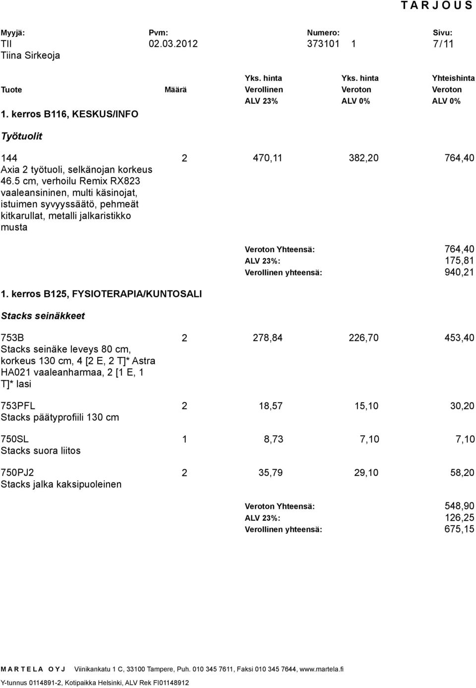 175,81 yhteensä: 940,21 1.