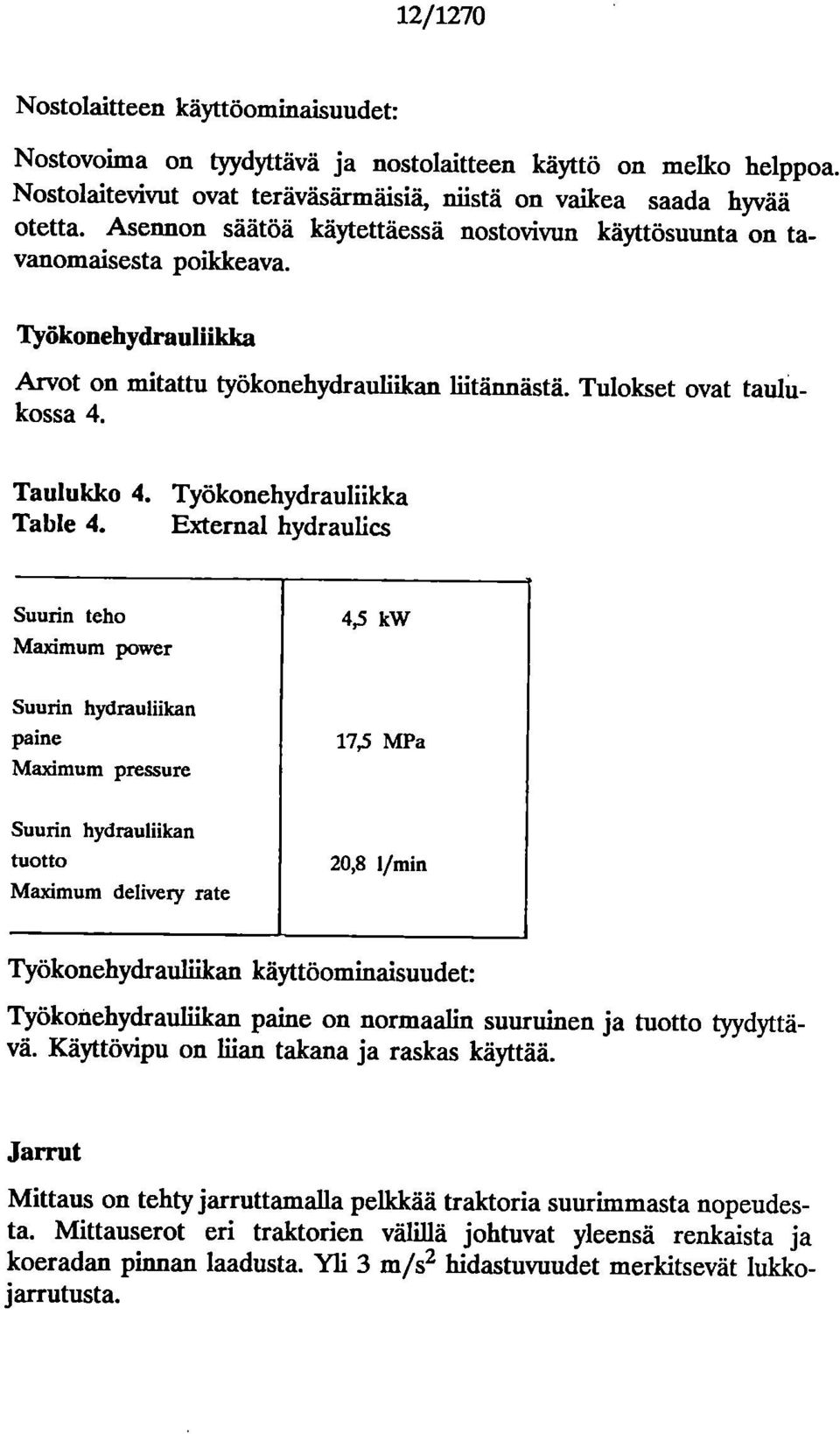 Työkonehydrauliikka Table 4.