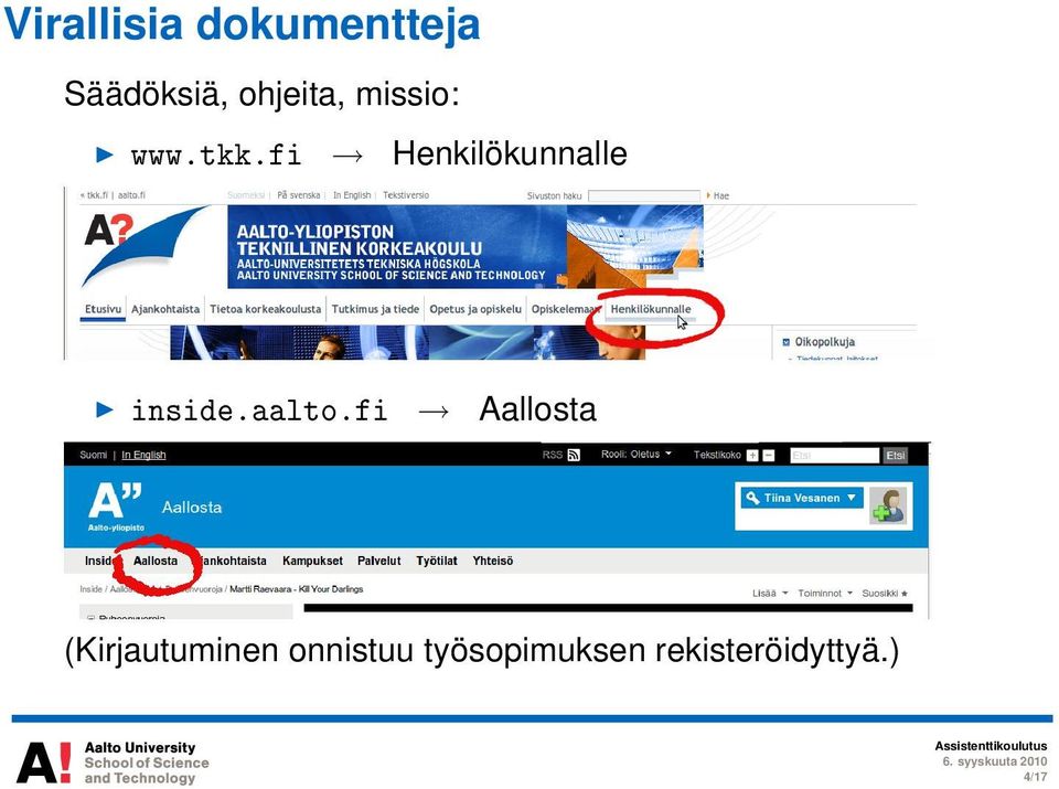 fi Henkilökunnalle inside.aalto.