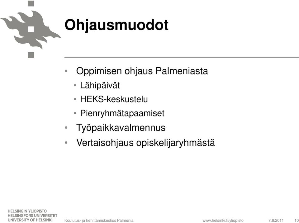 Vertaisohjaus opiskelijaryhmästä Koulutus- ja