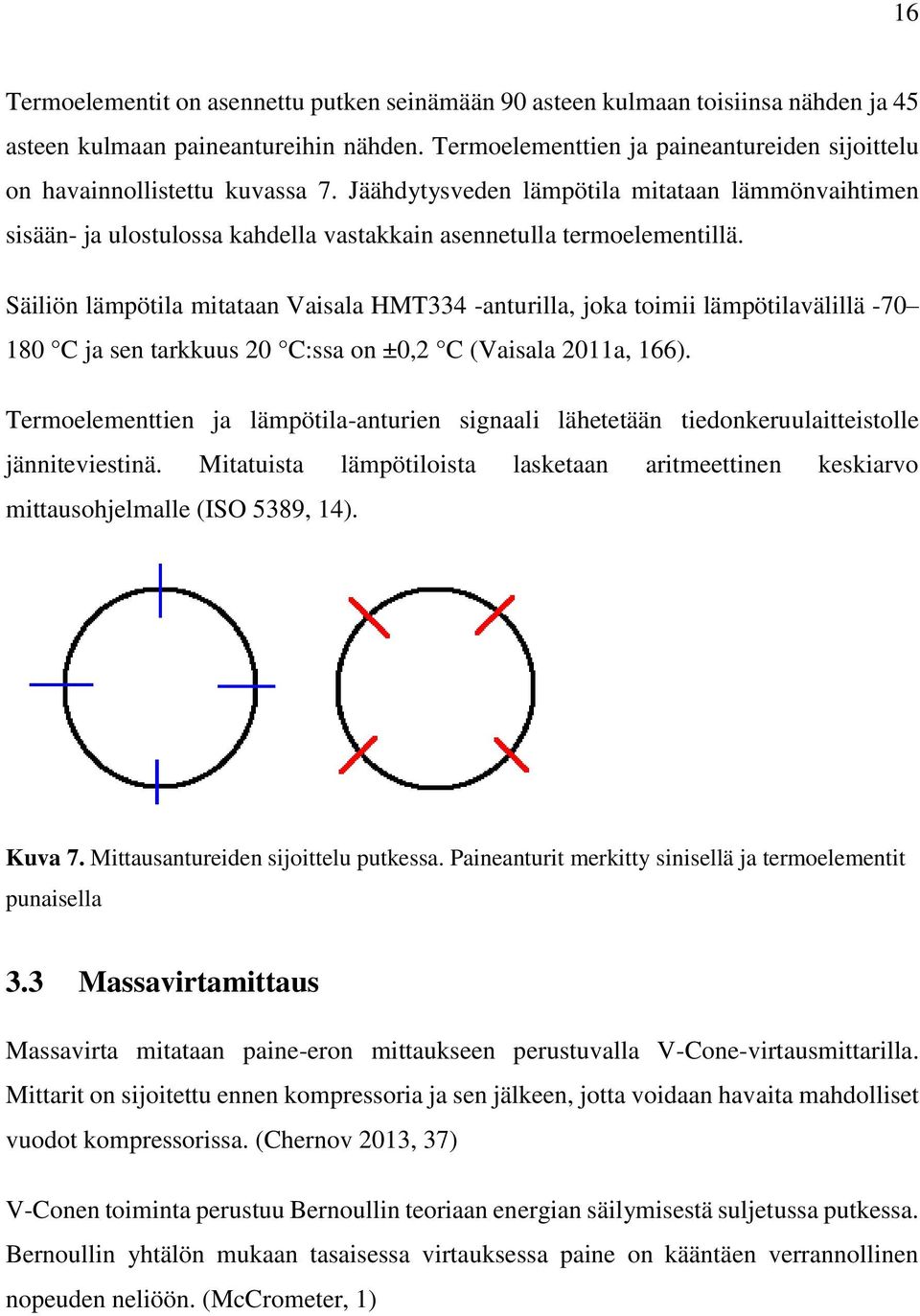 Jäähdytysveden lämpötila mitataan lämmönvaihtimen sisään- ja ulostulossa kahdella vastakkain asennetulla termoelementillä.