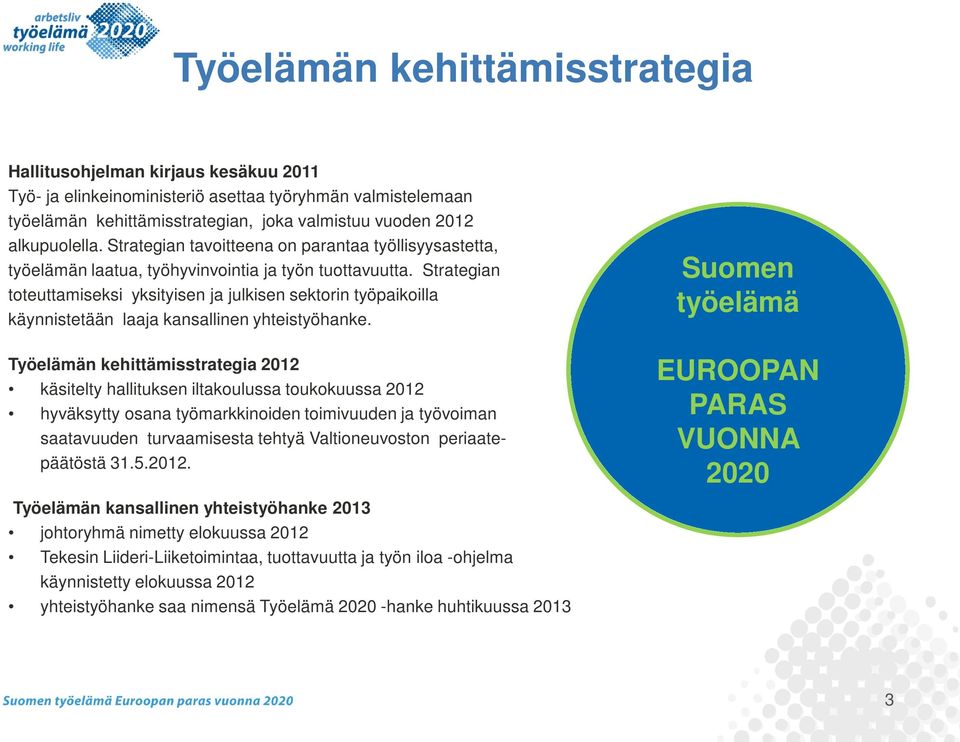 Strategian toteuttamiseksi yksityisen ja julkisen sektorin työpaikoilla käynnistetään laaja kansallinen yhteistyöhanke.