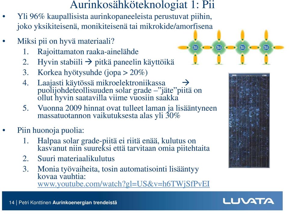 Laajasti käytössä mikroelektroniikassa puolijohdeteollisuuden solar grade jäte piitä on ollut hyvin saatavilla viime vuosiin saakka 5.