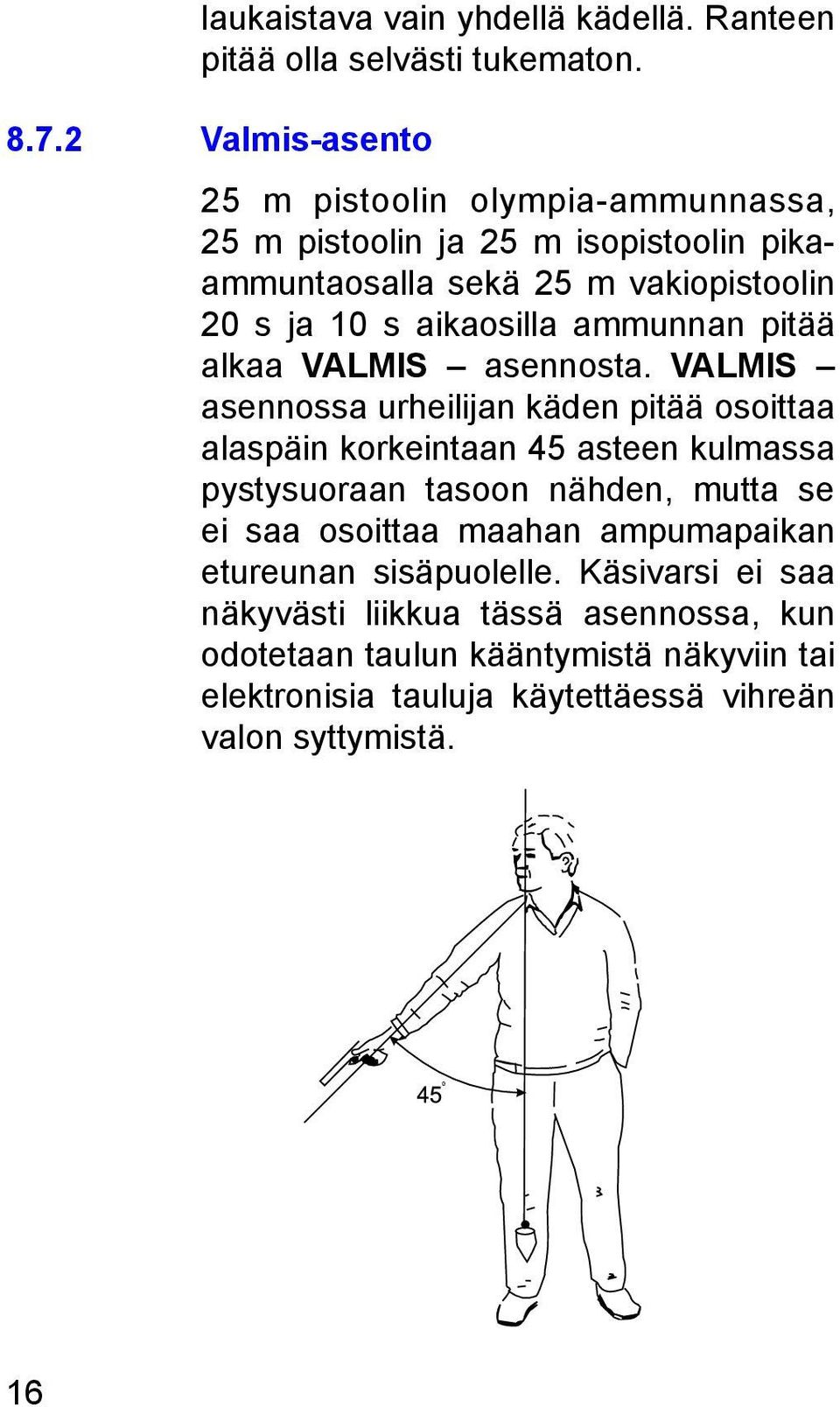 ammunnan pitää alkaa VALMIS asennosta.