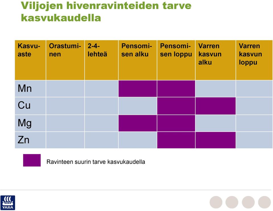 Pensomisen loppu Varren kasvun alku Varren kasvun