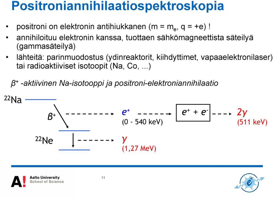 parinmuodostus (ydinreaktorit, kiihdyttimet, vapaaelektronilaser) tai radioaktiiviset isotoopit (Na, Co,.