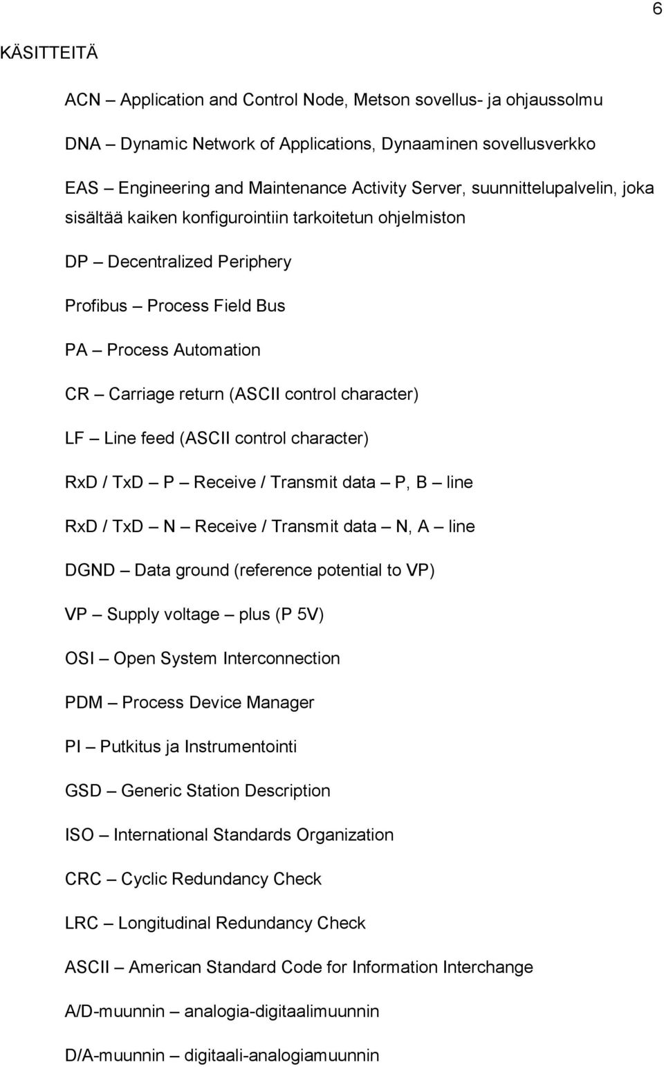 character) LF Line feed (ASCII control character) RxD / TxD P Receive / Transmit data P, B line RxD / TxD N Receive / Transmit data N, A line DGND Data ground (reference potential to VP) VP Supply