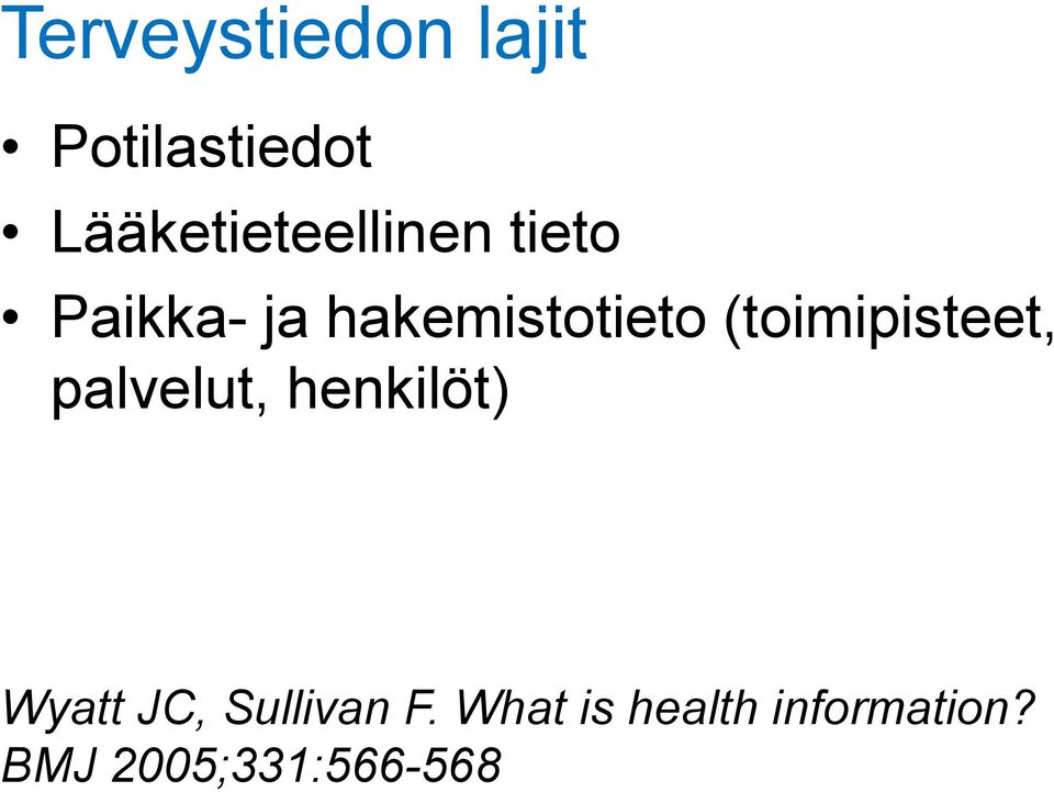 hakemistotieto (toimipisteet, palvelut,