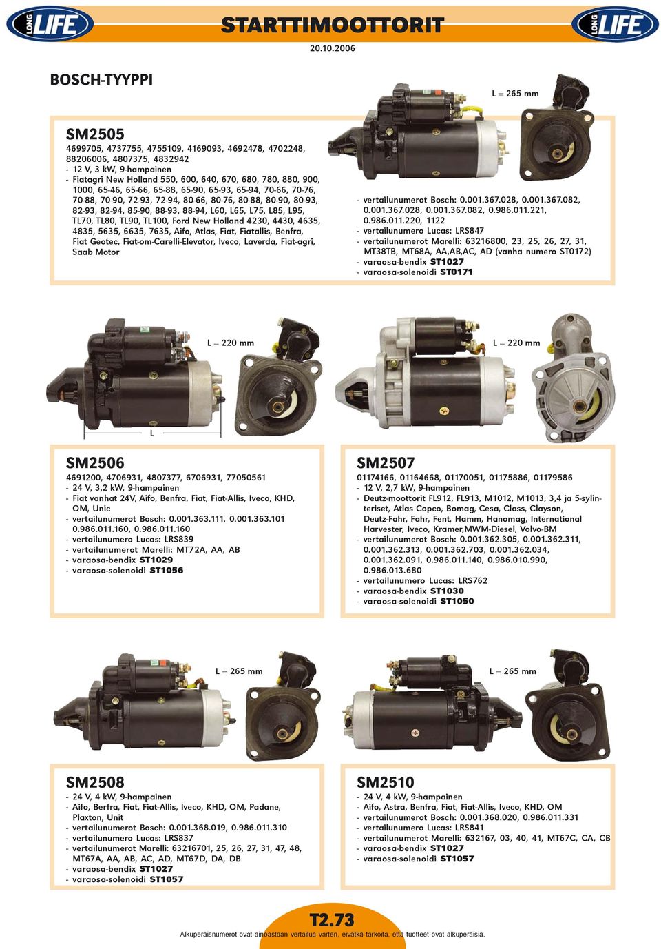 L95, TL70, TL80, TL90, TL100, Ford New Holland 4230, 4430, 4635, 4835, 5635, 6635, 7635, Aifo, Atlas, Fiat, Fiatallis, Benfra, Fiat Geotec, Fiat-om-Carelli-Elevator, Iveco, Laverda, Fiat-agri, Saab