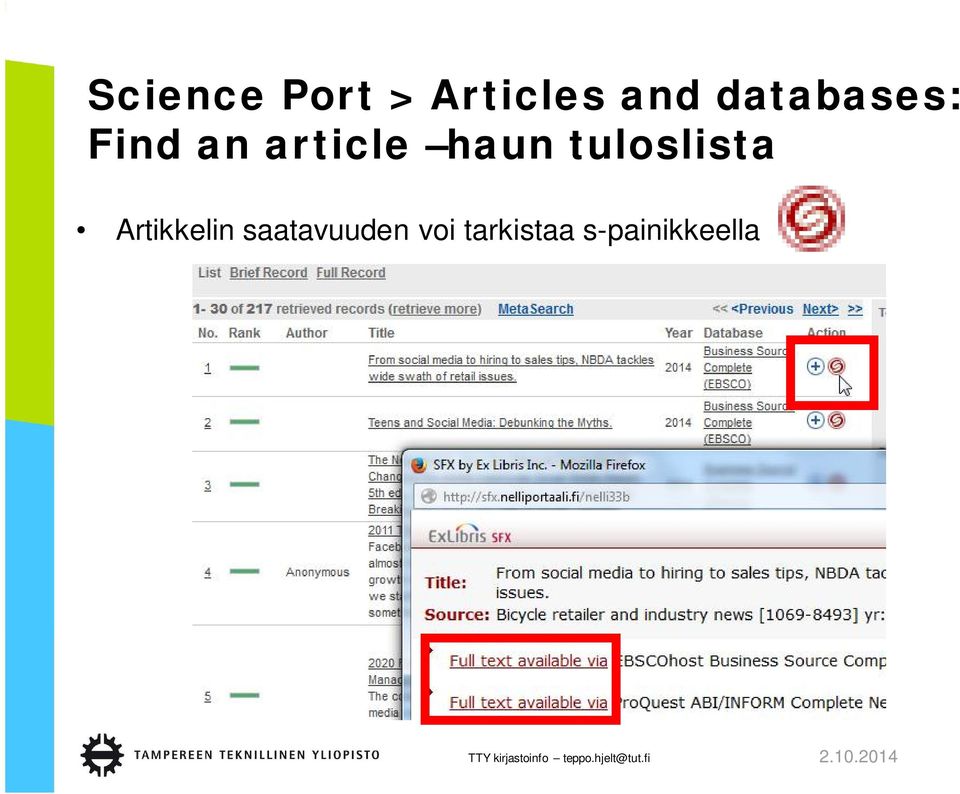 tuloslista Artikkelin