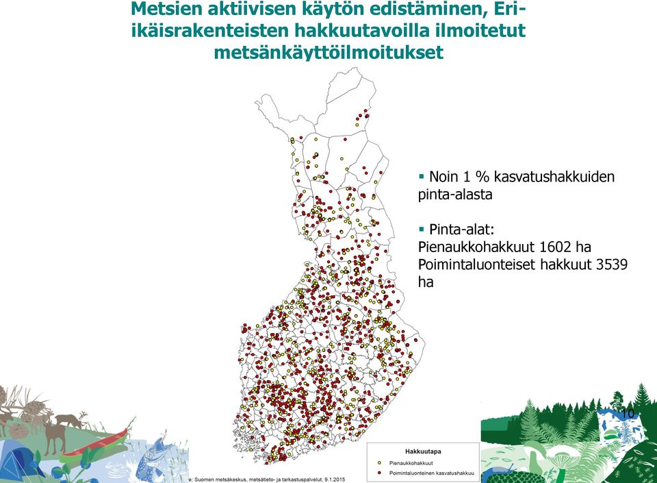 metsänkäyttöilmoitukset Noin 1 % kasvatushakkuiden