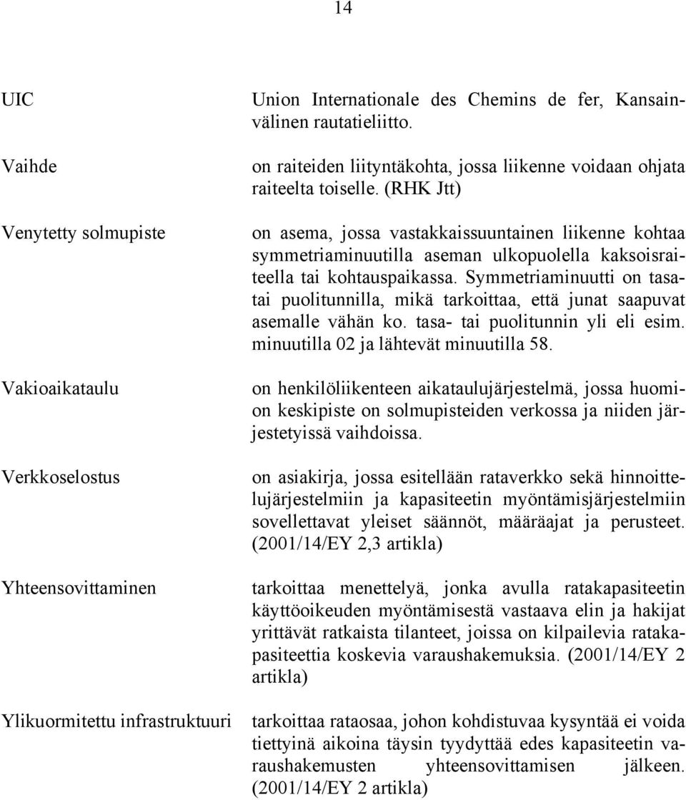 (RHK Jtt) on asema, jossa vastakkaissuuntainen liikenne kohtaa symmetriaminuutilla aseman ulkopuolella kaksoisraiteella tai kohtauspaikassa.