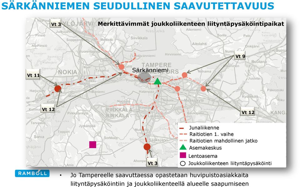 vaihe Raitiotien mahdollinen jatko Asemakeskus Lentoasema Joukkoliikenteen liityntäpysäköinti Jo