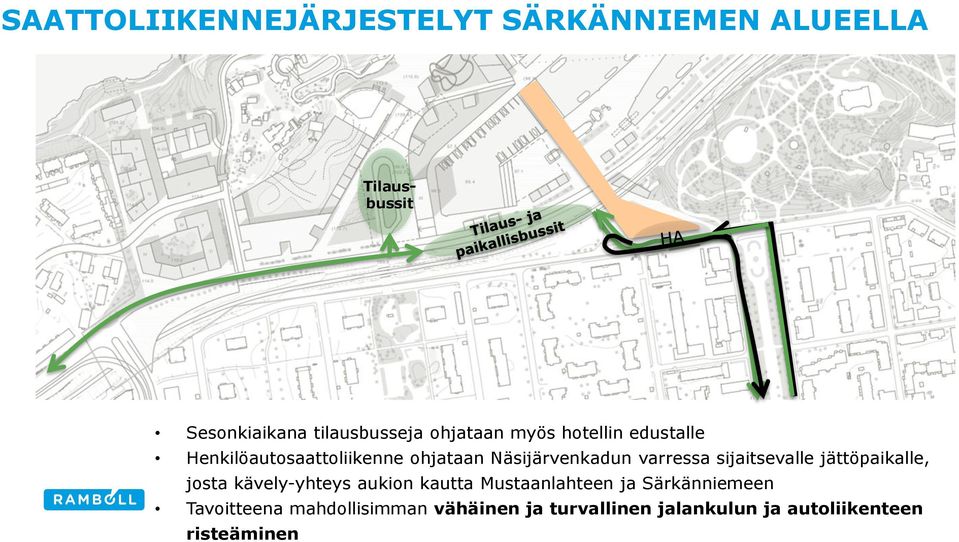 varressa sijaitsevalle jättöpaikalle, josta kävely-yhteys aukion kautta Mustaanlahteen ja