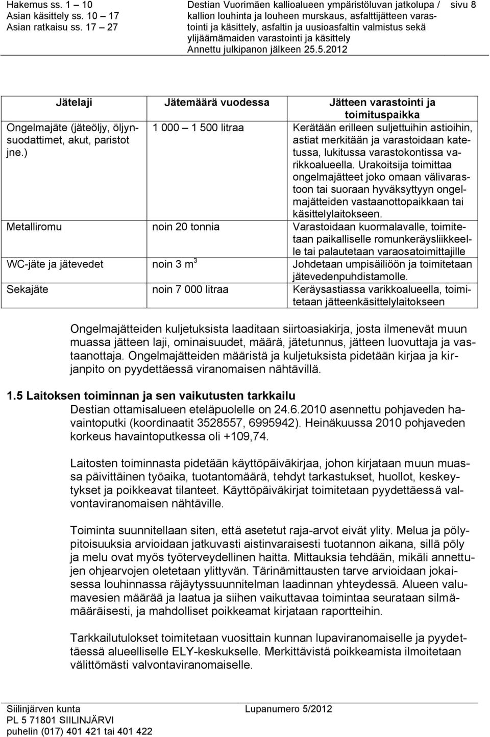 Ongelmajäte (jäteöljy, öljynsuodattimet, akut, paristot jne.