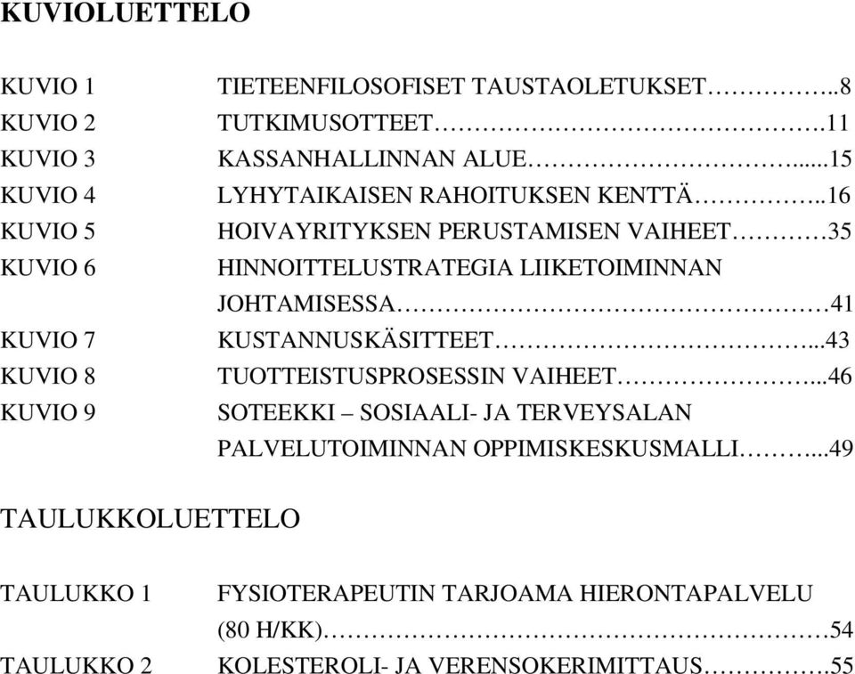 .16 HOIVAYRITYKSEN PERUSTAMISEN VAIHEET 35 HINNOITTELUSTRATEGIA LIIKETOIMINNAN JOHTAMISESSA 41 KUSTANNUSKÄSITTEET.