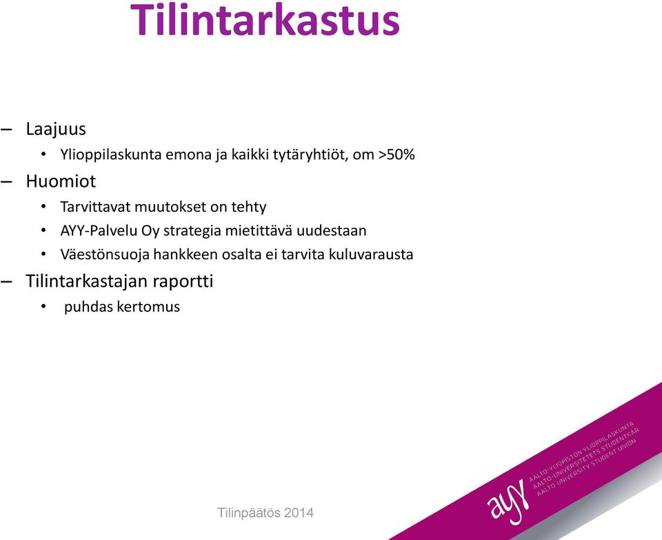 AYY-Palvelu Oy strategia mietittävä uudestaan Väestönsuoja