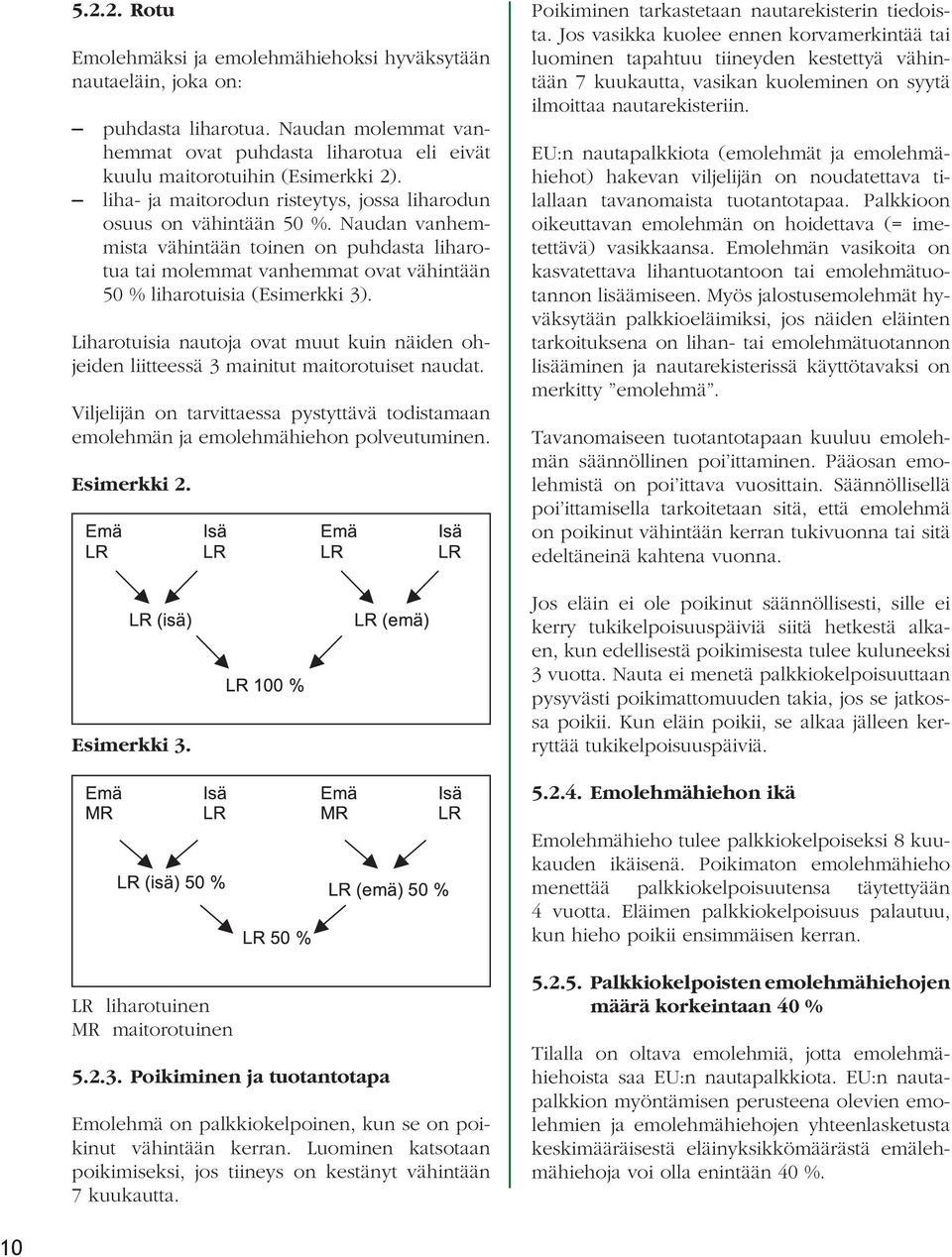 Liharotuisia nautoja ovat muut kuin näiden ohjeiden liitteessä 3 mainitut maitorotuiset naudat. Viljelijän on tarvittaessa pystyttävä todistamaan emolehmän ja emolehmähiehon polveutuminen.