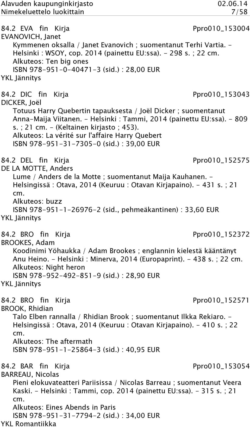 2 DIC fin Kirja Ppro010_153043 DICKER, Joël Totuus Harry Quebertin tapauksesta / Joël Dicker ; suomentanut Anna-Maija Viitanen. - Helsinki : Tammi, 2014 (painettu EU:ssa). - 809 s. ; 21 cm.