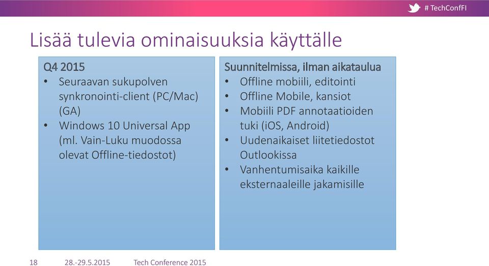 Vain-Luku muodossa olevat Offline-tiedostot) Suunnitelmissa, ilman aikataulua Offline mobiili,