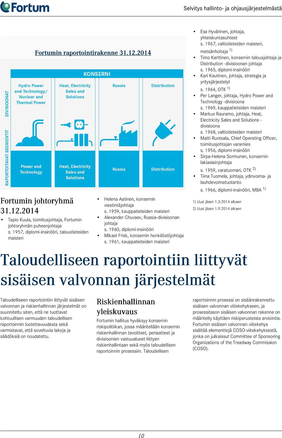 1960, diplomi-insinööri Mikael Frisk, konsernin henkilöstöjohtaja s. 1961, kauppatieteiden maisteri Esa Hyvärinen, johtaja, yhteiskuntasuhteet s.
