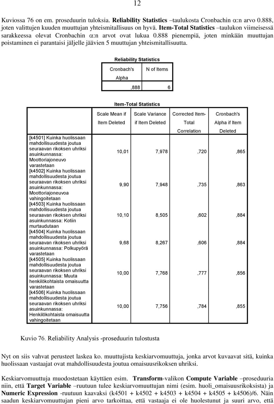 888 pienempiä, joten minkään muuttujan poistaminen ei parantaisi jäljelle jäävien 5 muuttujan yhteismitallisuutta.