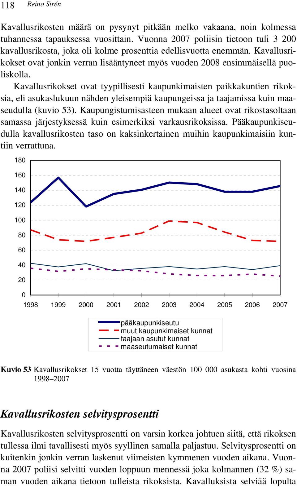 Kavallusrikokset ovat tyypillisesti kaupunkimaisten paikkakuntien rikoksia, eli asukaslukuun nähden yleisempiä kaupungeissa ja taajamissa kuin maaseudulla (kuvio 53).