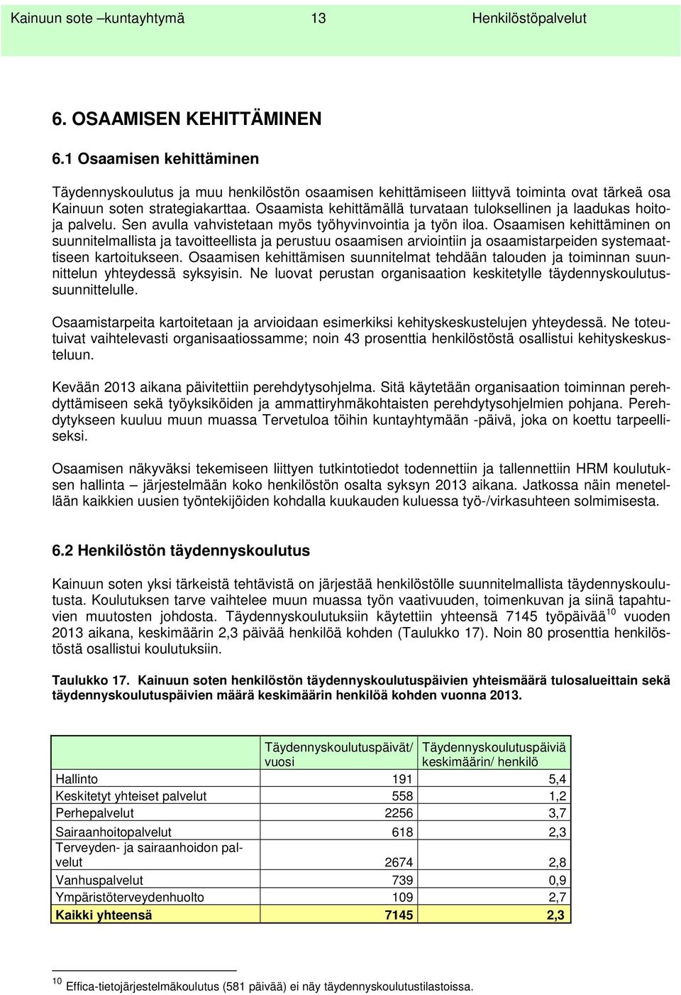 Osaamista kehittämällä turvataan tuloksellinen ja laadukas hoitoja palvelu. Sen avulla vahvistetaan myös työhyvinvointia ja työn iloa.