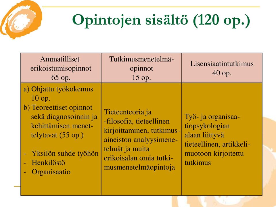 ) - Yksilön suhde työhön - Henkilöstö - Organisaatio Tutkimusmenetelmäopinnot 15 op.