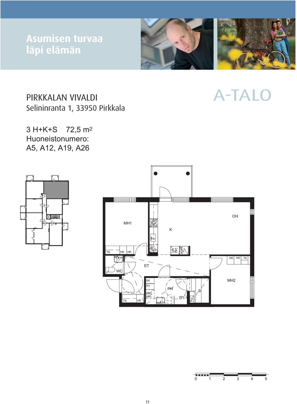 Pirkkala A-TAO 3 H+K+ 72,5 m 2 A5, A12, A19, A26