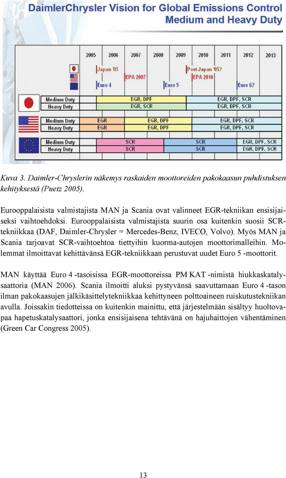 Eurooppalaisista valmistajista suurin osa kuitenkin suosii SCRtekniikkaa (DAF, Daimler-Chrysler = Mercedes-Benz, IVECO, Volvo).