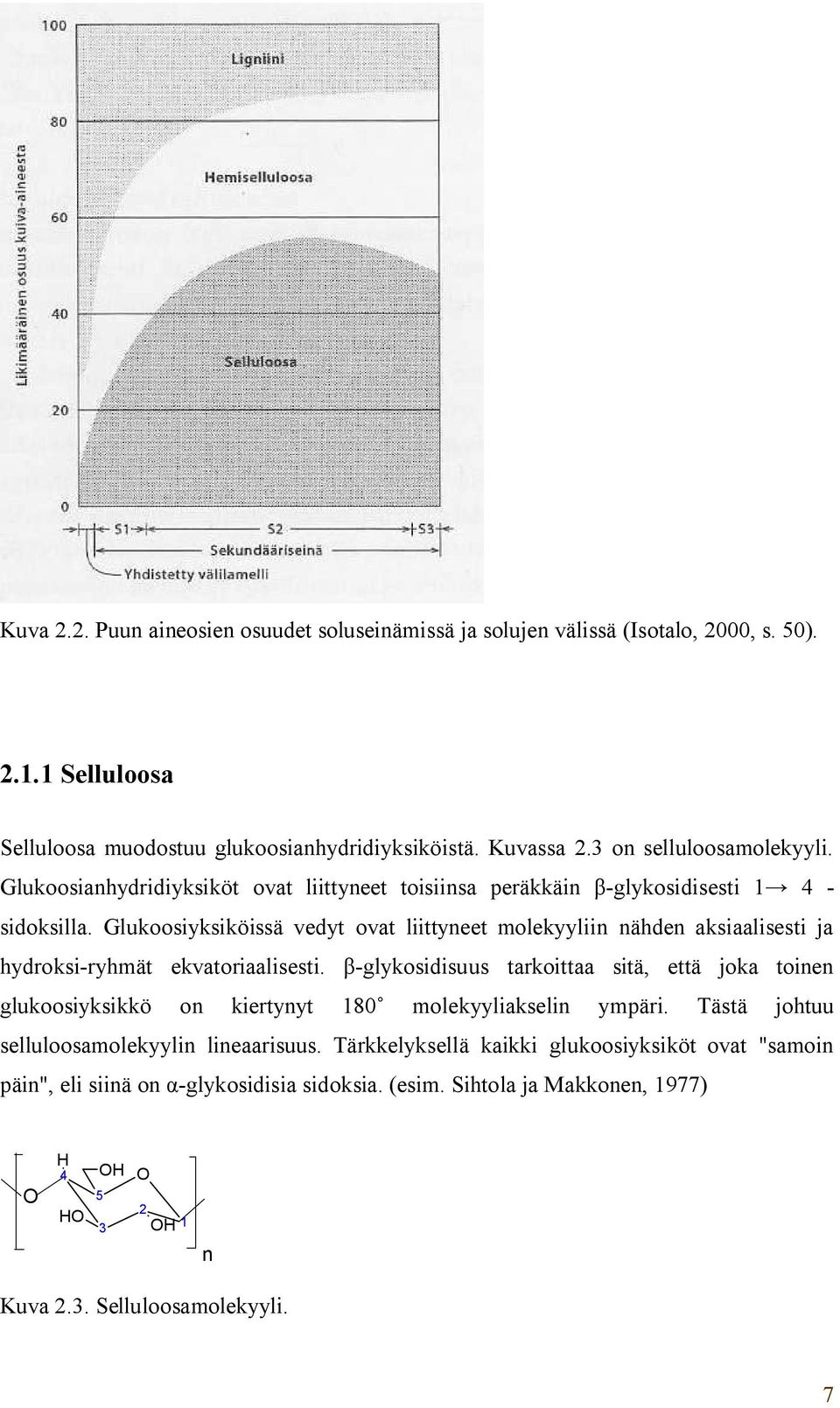 Glukoosiyksiköissä vedyt ovat liittyneet molekyyliin nähden aksiaalisesti ja hydroksi-ryhmät ekvatoriaalisesti.