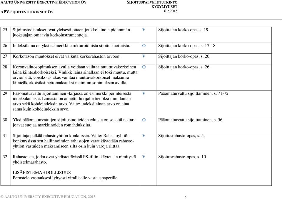 28 Koronvaihtosopimuksen avulla voidaan vaihtaa muuttuvakorkoinen laina kiinteäkorkoiseksi.