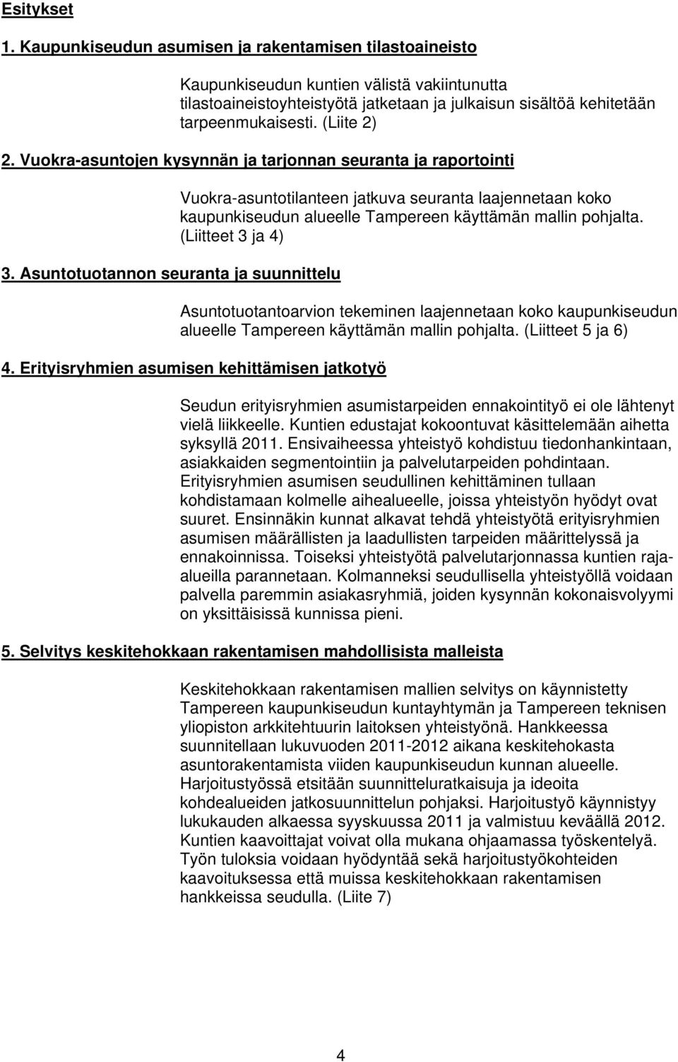 (Liite 2) 2. Vuokra-asuntojen kysynnän ja tarjonnan seuranta ja raportointi 3.