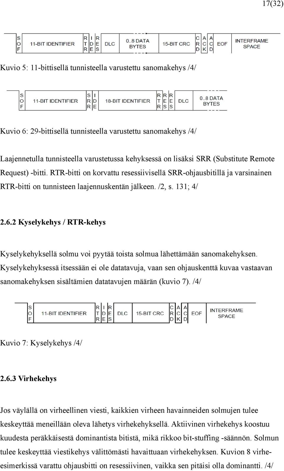 2 Kyselykehys / RTR-kehys Kyselykehyksellä solmu voi pyytää toista solmua lähettämään sanomakehyksen.