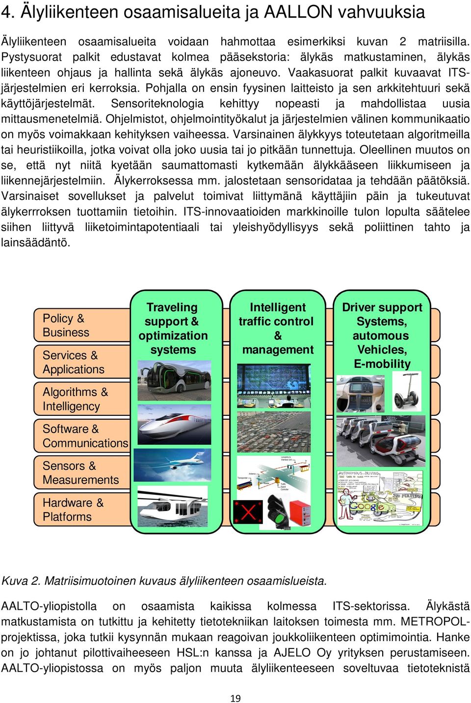 Pohjalla on ensin fyysinen laitteisto ja sen arkkitehtuuri sekä käyttöjärjestelmät. Sensoriteknologia kehittyy nopeasti ja mahdollistaa uusia mittausmenetelmiä.