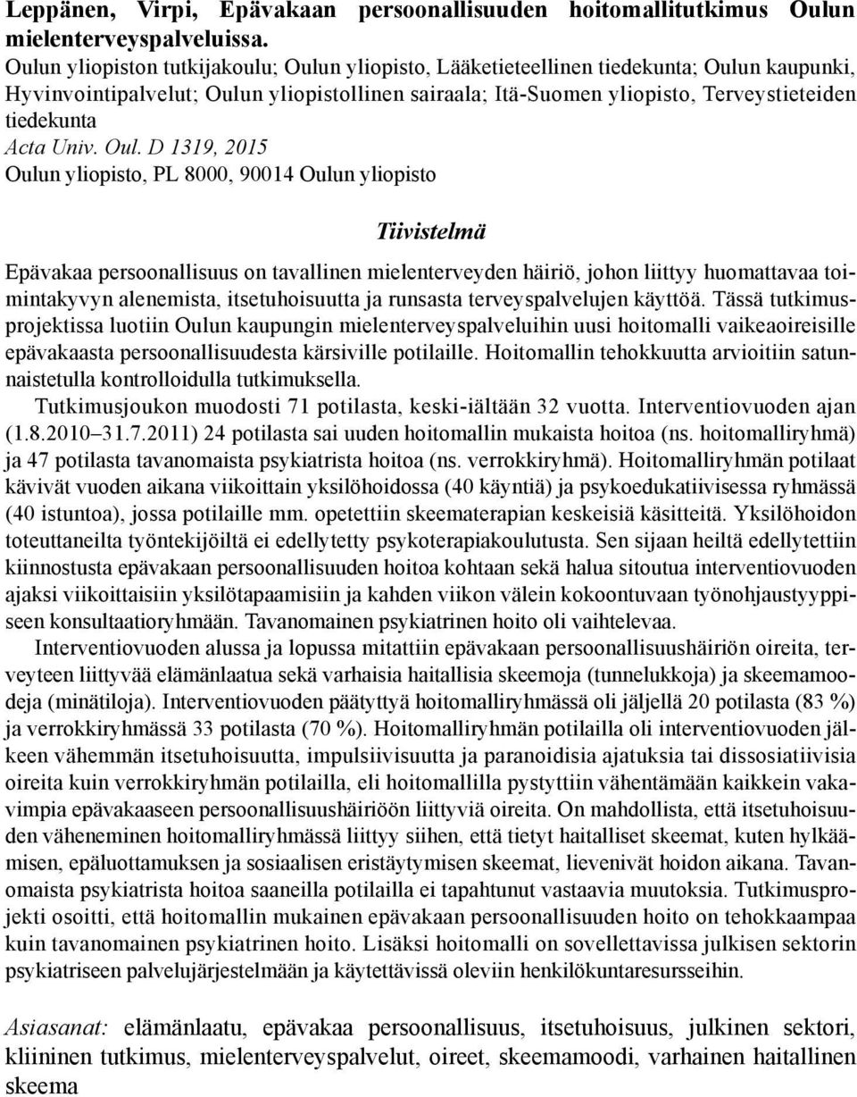 Acta Univ. Oul.