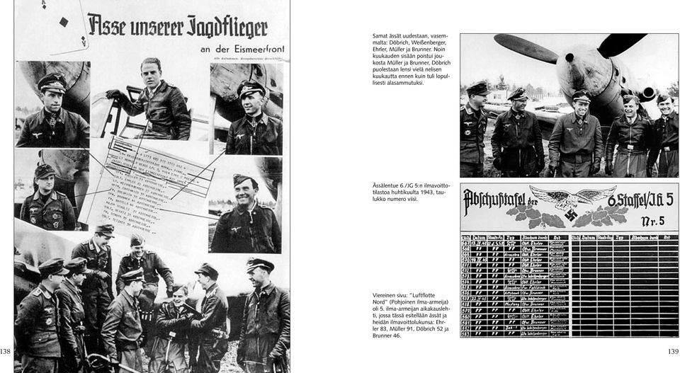 lopullisesti alasammutuksi. Ässälentue 6./JG 5:n ilmavoittotilastoa huhtikuulta 1943, taulukko numero viisi.