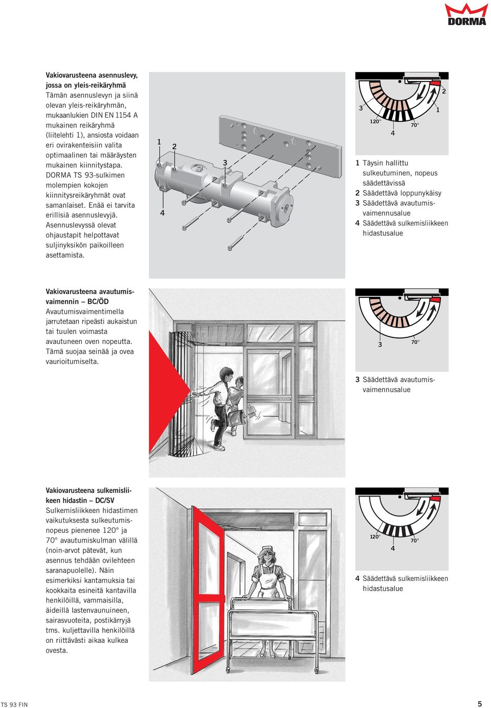Asennuslevyssä olevat ohjaustapit helpottavat suljinyksikön paikoilleen asettamista.