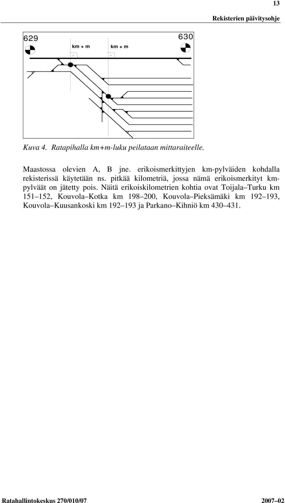 pitkää kilometriä, jossa nämä erikoismerkityt kmpylväät on jätetty pois.