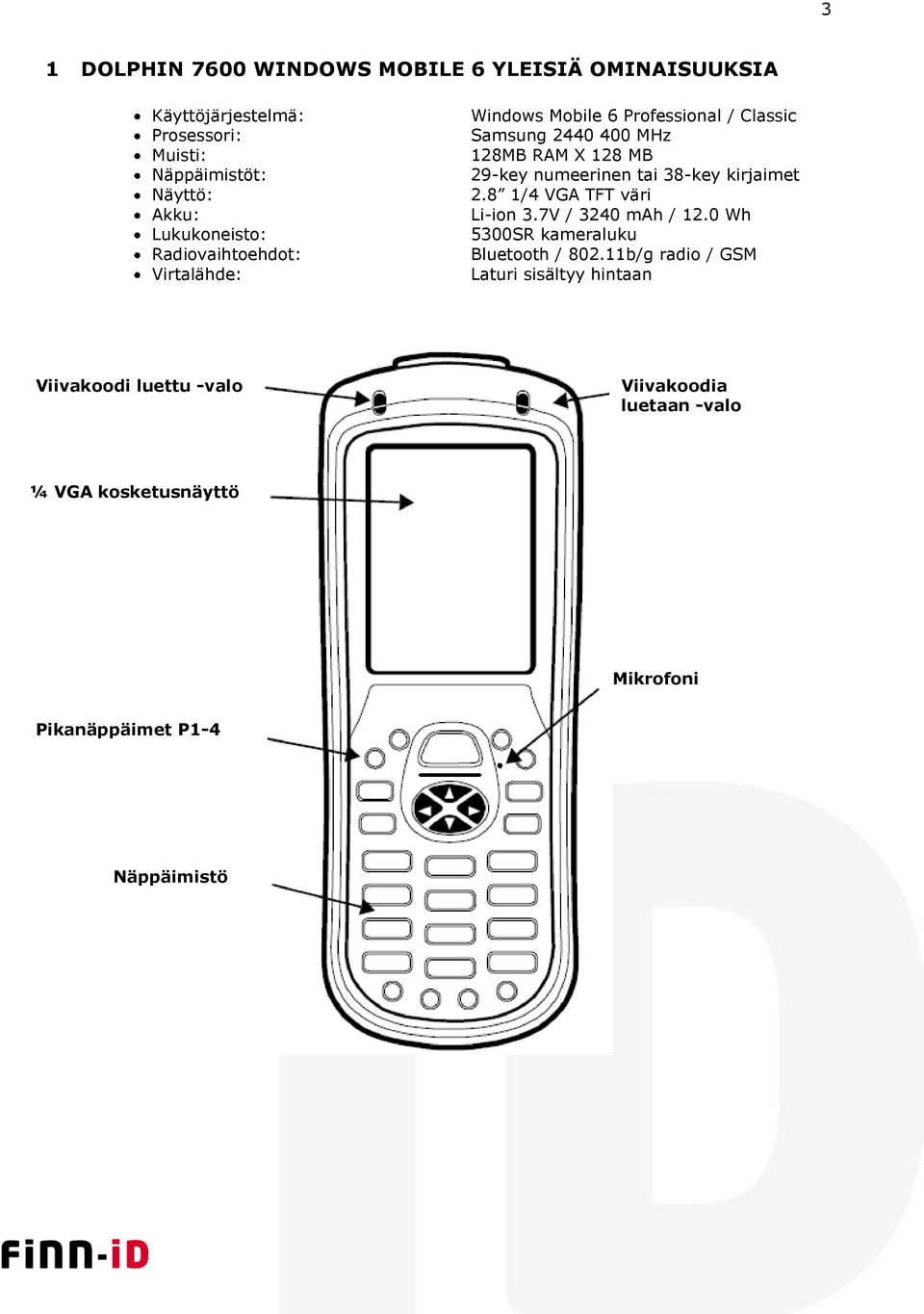 numeerinen tai 38-key kirjaimet 2.8 1/4 VGA TFT väri Li-ion 3.7V / 3240 mah / 12.0 Wh 5300SR kameraluku Bluetooth / 802.