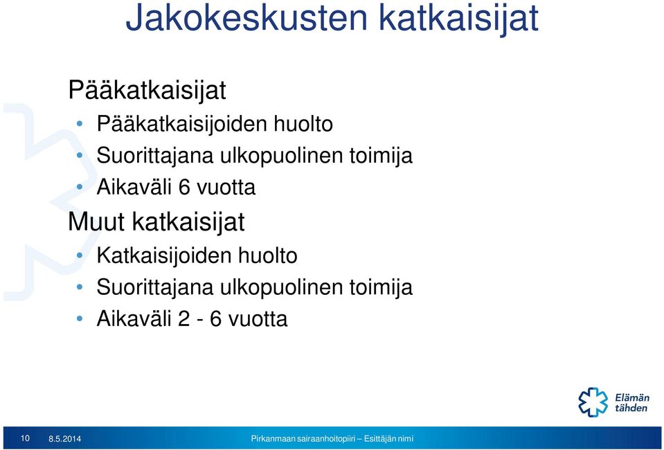 toimija Aikaväli 6 vuotta Muut katkaisijat