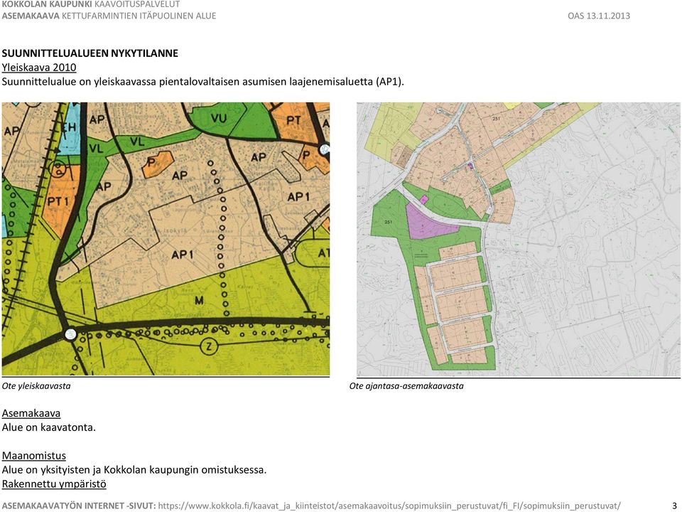 Maanomistus Alue on yksityisten ja Kokkolan kaupungin omistuksessa.