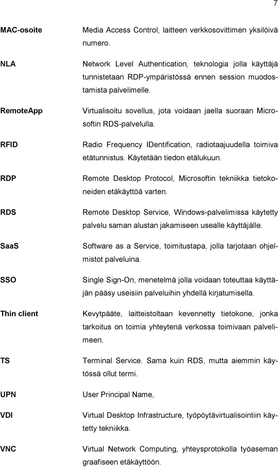 Virtualisoitu sovellus, jota voidaan jaella suoraan Microsoftin RDS-palvelulla. Radio Frequency IDentification, radiotaajuudella toimiva etätunnistus. Käytetään tiedon etälukuun.