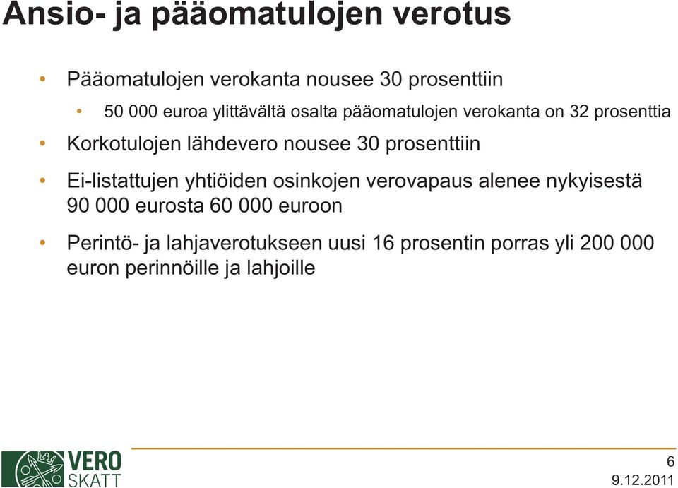 prosenttiin Ei-listattujen yhtiöiden osinkojen verovapaus alenee nykyisestä 90 000 eurosta 60