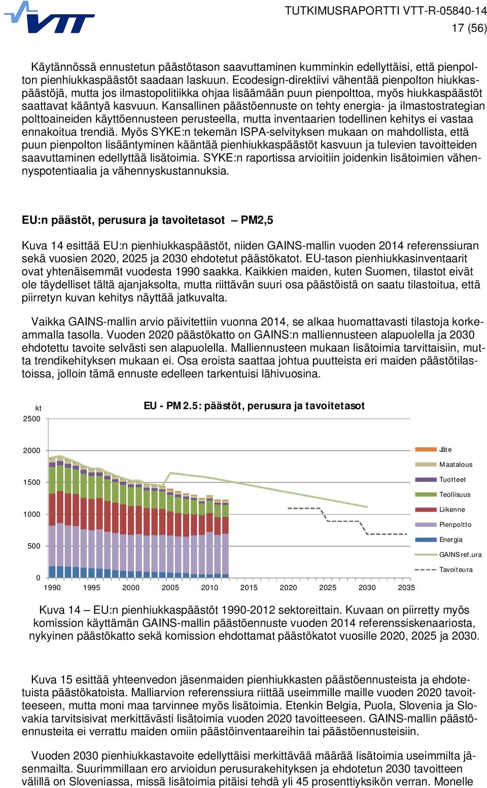 Kansallinen päästöennuste on tehty energia- ja ilmastostrategian polttoaineiden käyttöennusteen perusteella, mutta inventaarien todellinen kehitys ei vastaa ennakoitua trendiä.