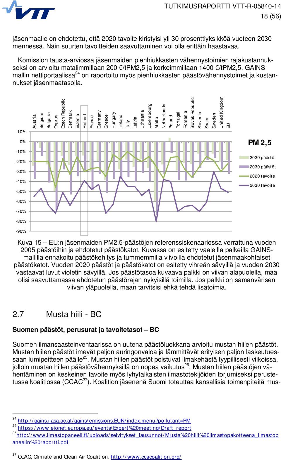 GAINSmallin nettiportaalissa 24 on raportoitu myös pienhiukkasten päästövähennystoimet ja kustannukset jäsenmaatasolla.