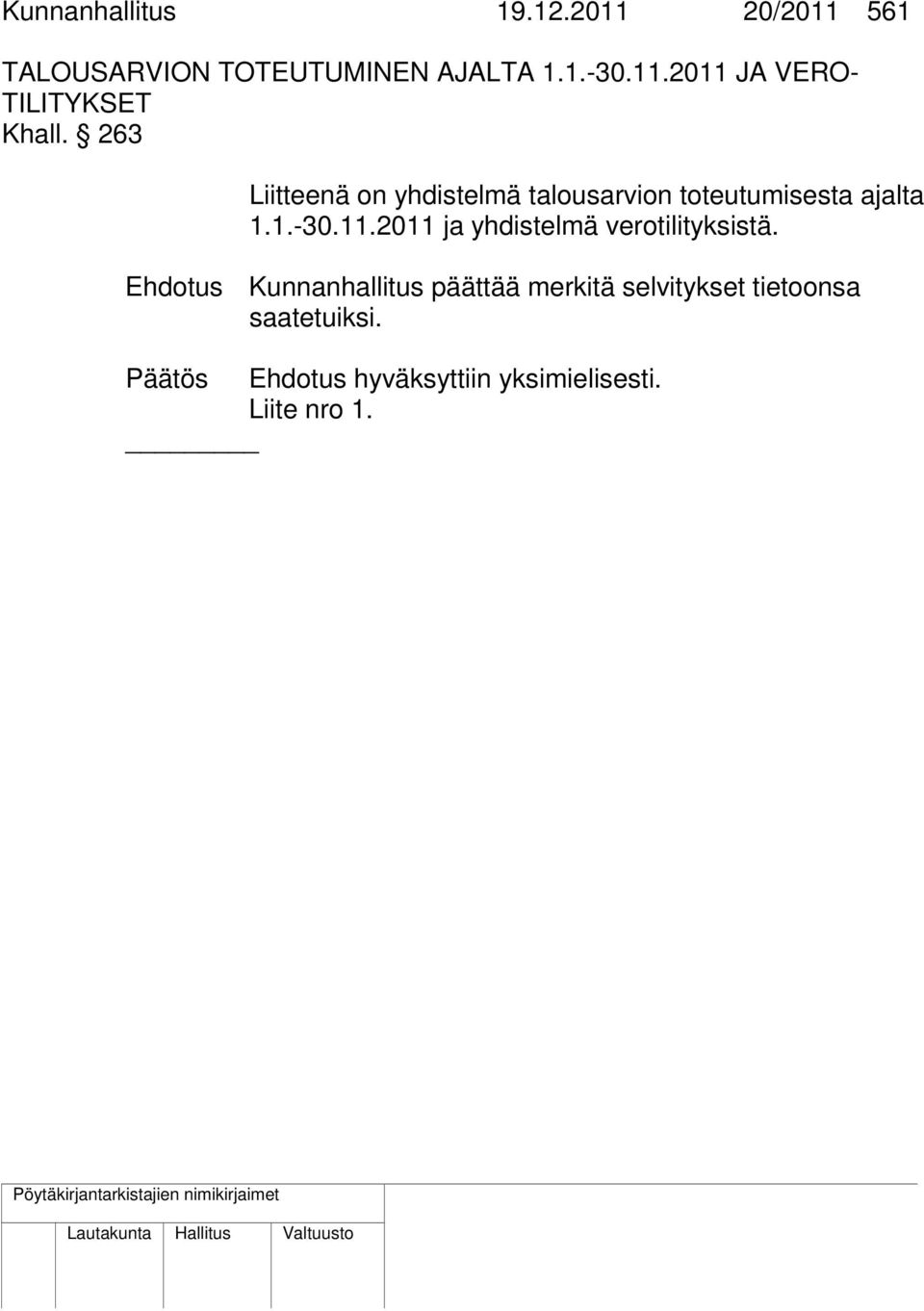 2011 ja yhdistelmä verotilityksistä.